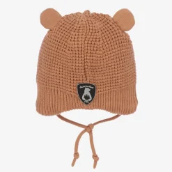 Deux par Deux Brown Viscose Knit Bear Hat Sale