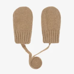 Jamiks Brown Wool & Cashmere Baby Mittens Hot