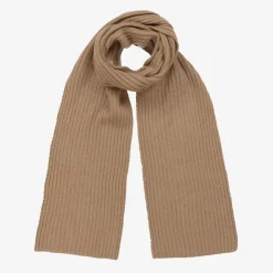 Jamiks Brown Wool & Viscose Knitted Scarf (190cm)