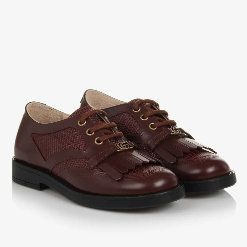Gucci Burgundy Red Leather Shoes Clearance
