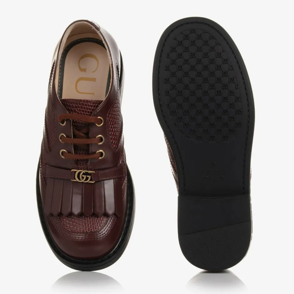 Gucci Burgundy Red Leather Shoes Clearance