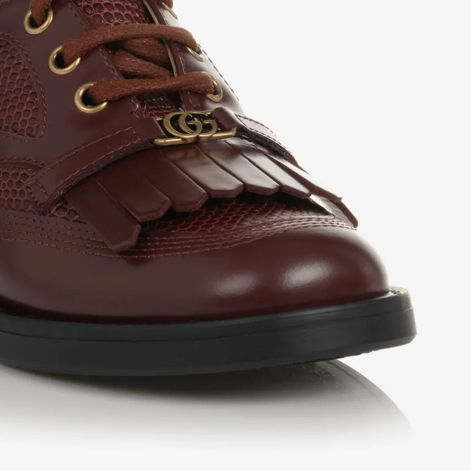 Gucci Burgundy Red Leather Shoes Clearance