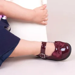 Early Days Burgundy Red Patent Bar Shoes Sale