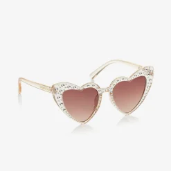 Angels Face Clear Pink Heart Diamanté Sunglasses (UV400) Peach