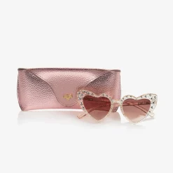 Angels Face Clear Pink Heart Diamanté Sunglasses (UV400) Peach
