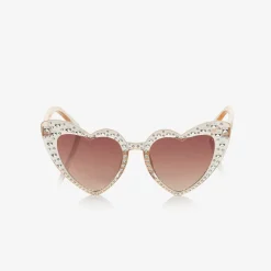 Angels Face Clear Pink Heart Diamanté Sunglasses (UV400) Peach