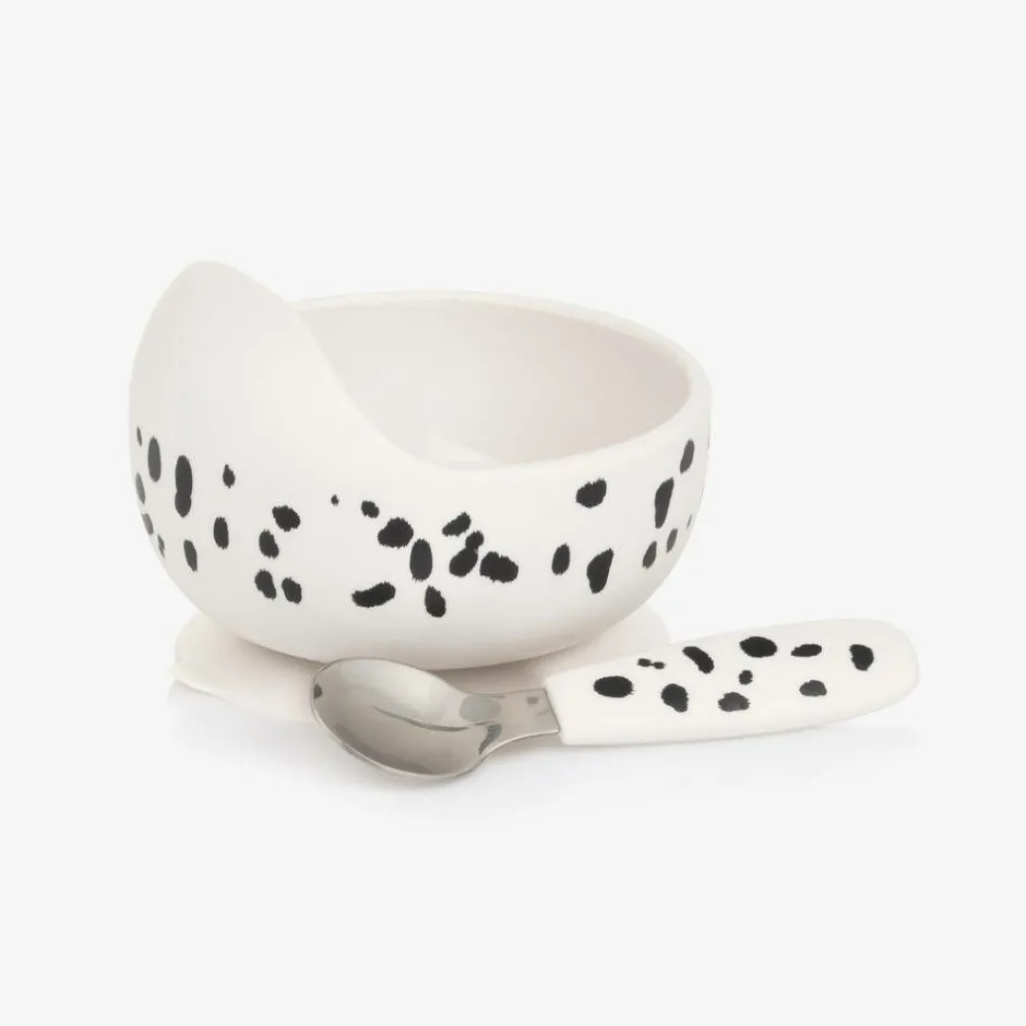 Elodie Dalmatian Print Feeding Bowl & Spoon Set Hot