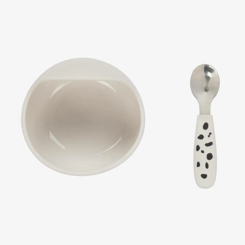 Elodie Dalmatian Print Feeding Bowl & Spoon Set Hot