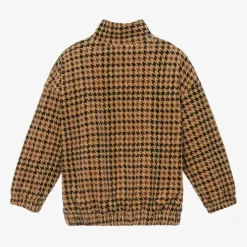 Mini Rodini Dark Beige Houndstooth Velour Sweatshirt Discount