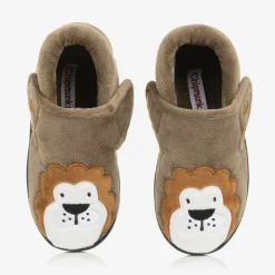 Chipmunks Dark Beige Velcro Lion Slippers Sale