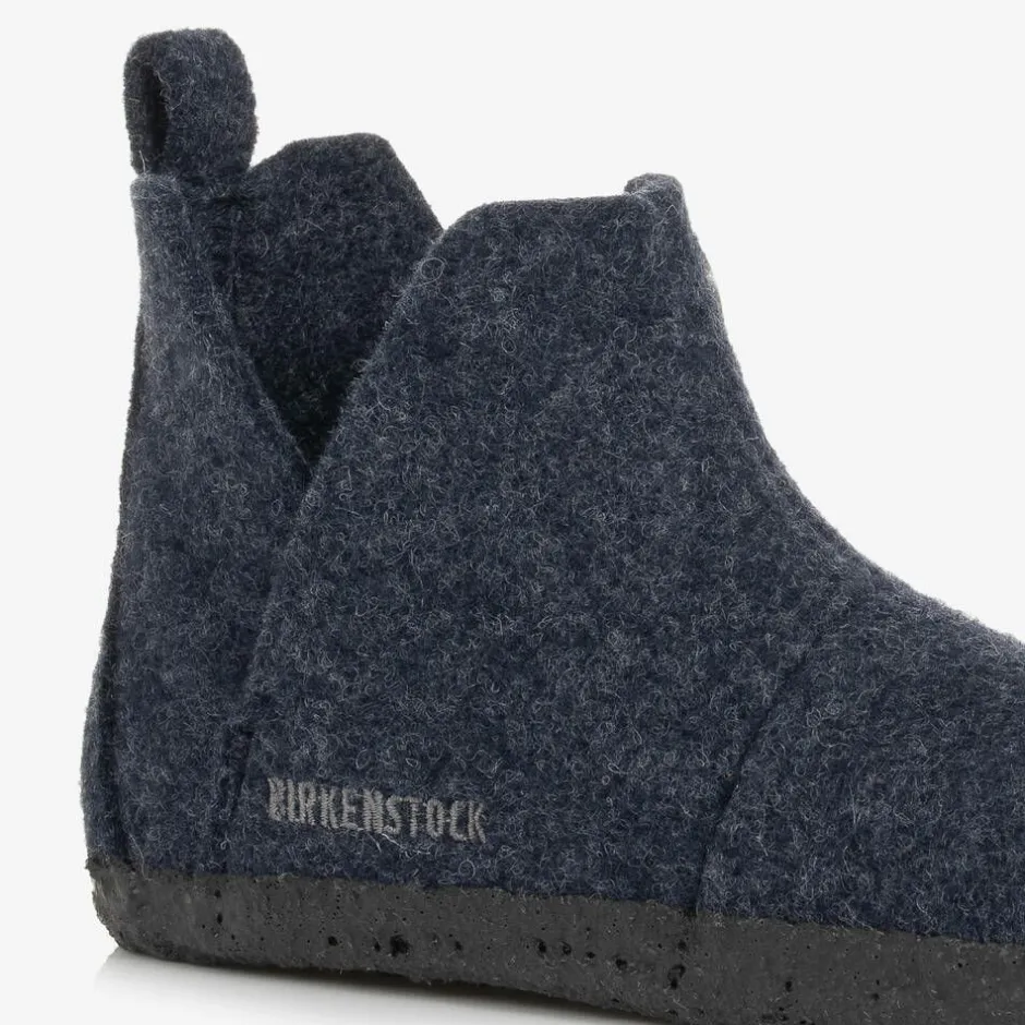 Birkenstock Dark Blue Wool Felt Slippers New