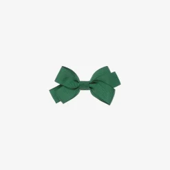 Peach Ribbons Dark Green Bow Hair Clip (7cm) Clearance