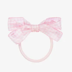 Peach Ribbons Gingham Bow Hair Elastic (7cm) Sale