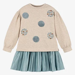 Mayoral Girls Beige & Blue Dress Set