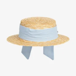 Patachou Girls Beige & Blue Straw Hat Outlet