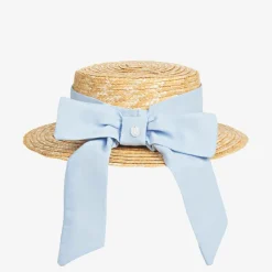 Patachou Girls Beige & Blue Straw Hat Outlet