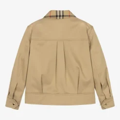 Burberry Girls Beige & Check Gabardine Jacket Outlet