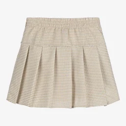 Le Chic Girls Beige & Glittery Gold Pleated Skirt Hot
