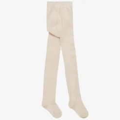 Mayoral Girls Beige & Gold Cotton Tights Sale