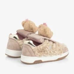 Monnalisa Girls Beige & Pink Teddy Bear Trainers Best