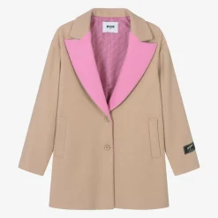 MSGM Girls Beige & Pink Viscose Coat Clearance