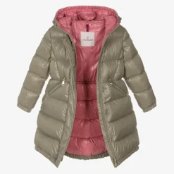 Moncler Enfant Girls Beige Bellevue Down Puffer Coat Sale