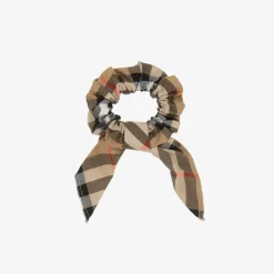 Burberry Girls Beige Check Hair Scrunchie (10cm) Sale
