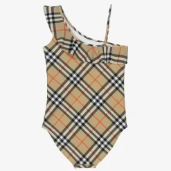 Burberry Girls Beige Check Swimsuit Clearance