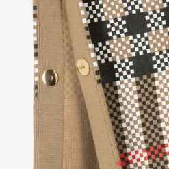 Burberry Girls Beige Check Wool Cape Discount