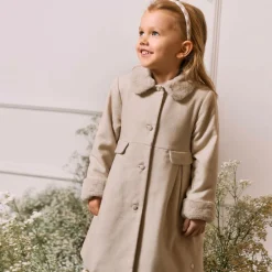 Patachou Girls Beige Cotton & Faux Fur Coat Discount