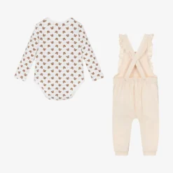 Guess Girls Beige Cotton Babysuit Gift Set Hot