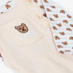 Guess Girls Beige Cotton Babysuit Gift Set Hot