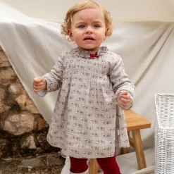 Tutto Piccolo Girls Beige Cotton Dog Dress Set Online