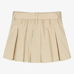 Tommy Hilfiger Girls Beige Cotton Pleated Skirt Outlet