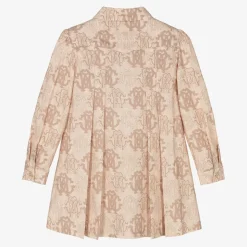 Roberto Cavalli Girls Beige Cotton RC Monogram Dress Best