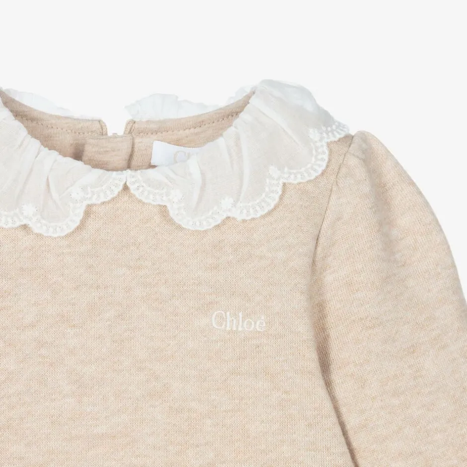 Chloé Girls Beige Cotton Sweatshirt Dress Best