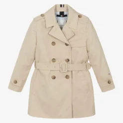Tommy Hilfiger Girls Beige Cotton Trench Coat