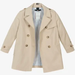 Tommy Hilfiger Girls Beige Cotton Trench Coat