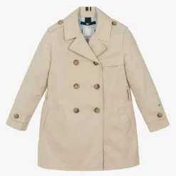 Tommy Hilfiger Girls Beige Cotton Trench Coat