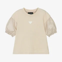 Emporio Armani Girls Beige Cotton T-Shirt Hot