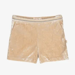 Billieblush Girls Beige Crushed Velour Shorts New