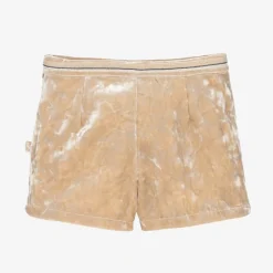 Billieblush Girls Beige Crushed Velour Shorts New
