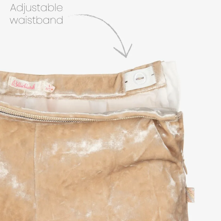 Billieblush Girls Beige Crushed Velour Shorts New
