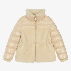 Moncler Enfant Girls Beige Down Padded Amabay Jacket Clearance