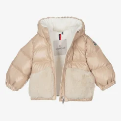 Moncler Enfant Girls Beige Down Padded Bluma Coat Outlet