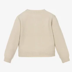 Babidu Girls Beige Embroidered Flowers Cardigan Clearance