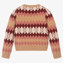 Moncler Enfant Girls Beige Fair Isle Wool Sweater Best