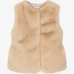 Mayoral Girls Beige Faux Fur Gilet Outlet