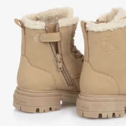 Calvin Klein Girls Beige Faux Leather Boots Online