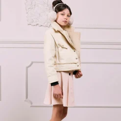 Patachou Girls Beige Faux Suede & Faux Fur Jacket Clearance